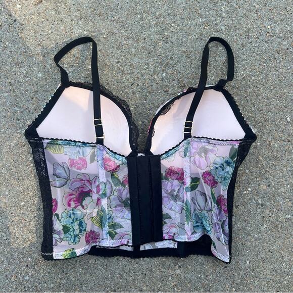 Victoria’s Secret Very Sexy Floral Black Lace Corset Bra 34B - Picture 2 of 6